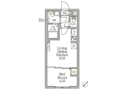 AGLAIA 新宿横寺町(1LDK/B1階)の間取り写真