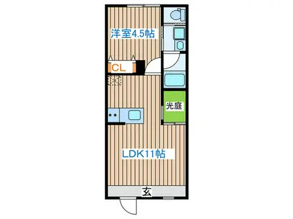 LAND新田東(1LDK/1階)の間取り写真