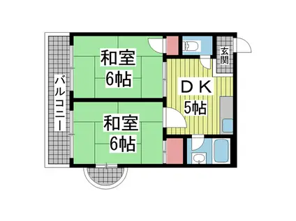 三葉ハイツ(2DK/4階)の間取り写真