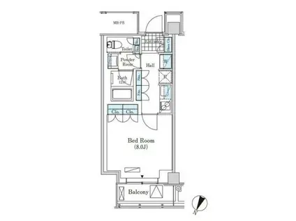 メルクマール京王笹塚レジデンス(1K/12階)の間取り写真