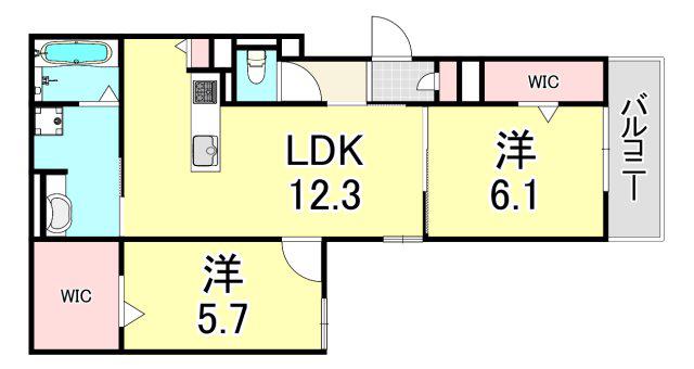 COCOONIA(2LDK/1階)の間取り写真