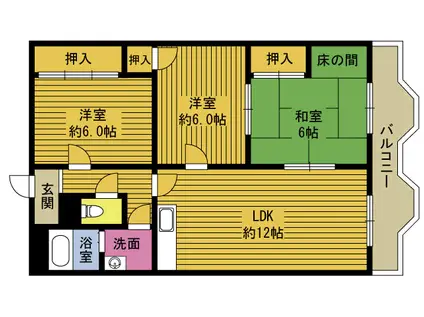 サンライズハイツ原川(3LDK/1階)の間取り写真
