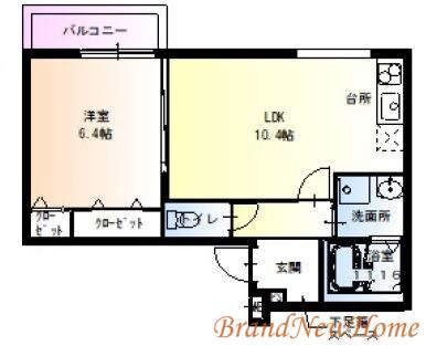 フジパレス百舌鳥本町V番館(1LDK/1階)の間取り写真