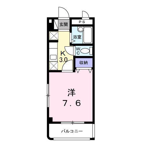 レインボーヒルズSII(1K/1階)の間取り写真
