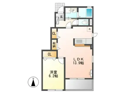 エスペランサ Ⅰ(1LDK/1階)の間取り写真