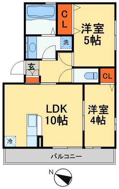 グランドゥールヒル1(2LDK/3階)の間取り写真