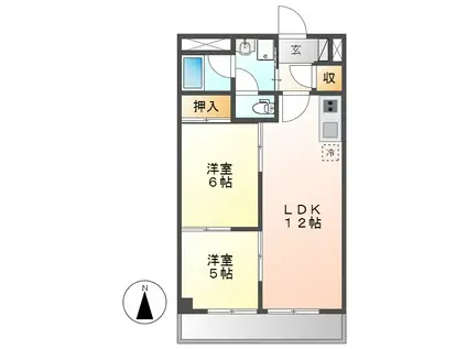 アプリコットヒル(2LDK/2階)の間取り写真