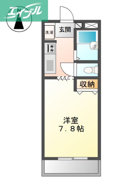 プロニティワン(1K/1階)の間取り写真