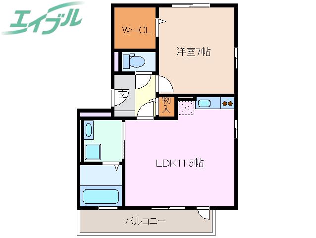 ラポールSAKURA(1LDK/1階)の間取り写真