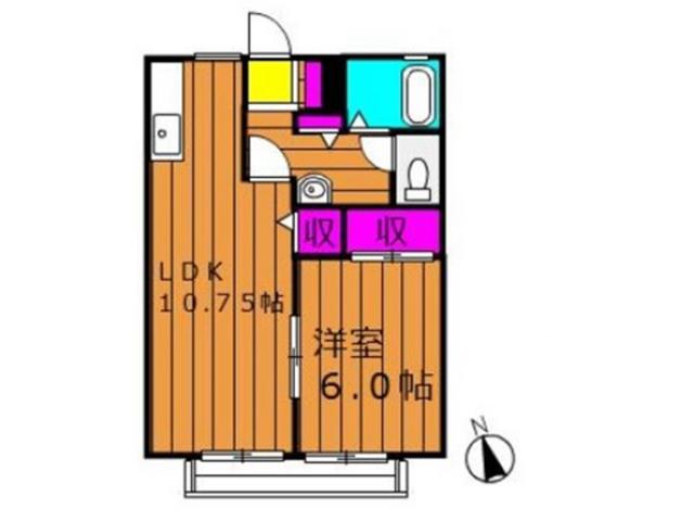 サンタウンコーラルC棟(1LDK/2階)の間取り写真