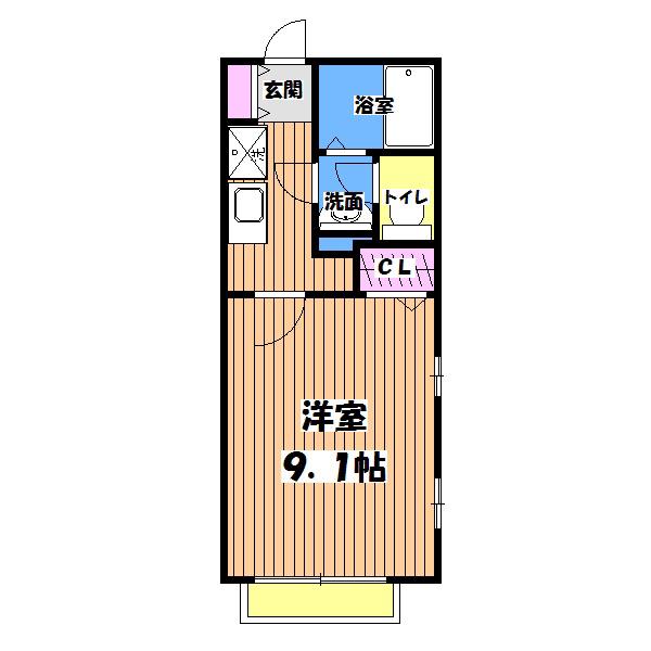 KMS相原(1K/1階)の間取り写真