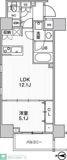 ステージグランデ錦糸町II(1LDK/8階)の間取り写真