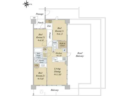 シティテラス吉祥寺南ノース(3LDK/4階)の間取り写真