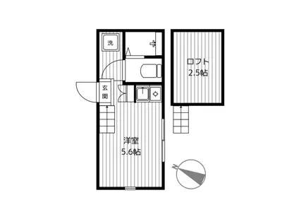 カーサES I(ワンルーム/2階)の間取り写真