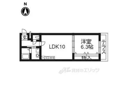 コスモガーデン二條(1LDK/2階)の間取り写真