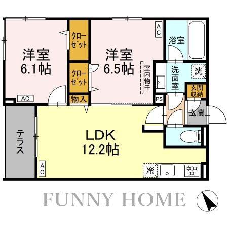 ASSET-COURT世田谷船橋(2LDK/1階)の間取り写真