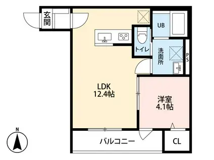 ブランノワール南仙台(1LDK/1階)の間取り写真