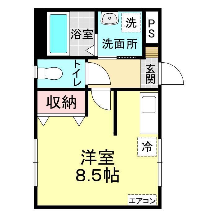 スカイビル(ワンルーム/3階)の間取り写真