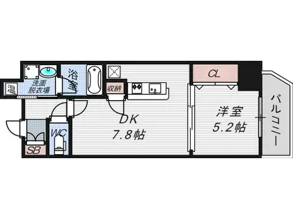 クリスタルグランツ新大阪(1DK/8階)の間取り写真