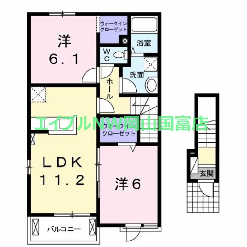 メローライフD(2LDK/2階)の間取り写真