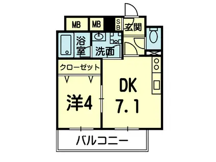 カーサ・リポサンテ(1DK/2階)の間取り写真