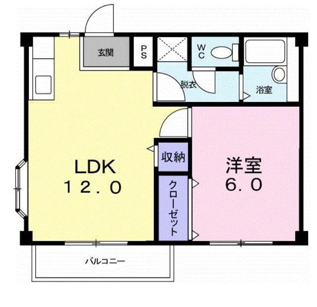 スクエアユース美輝A(1LDK/2階)の間取り写真