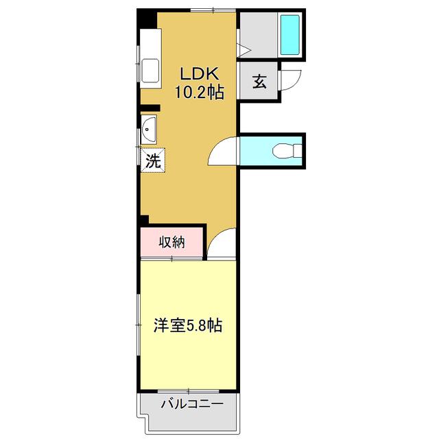 ヴィラ五番街(1LDK/4階)の間取り写真