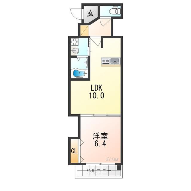 LUXE中書島(1LDK/2階)の間取り写真