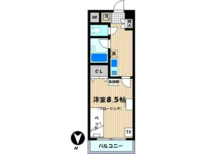 タウンコート寺坂(1K/2階)の間取り写真