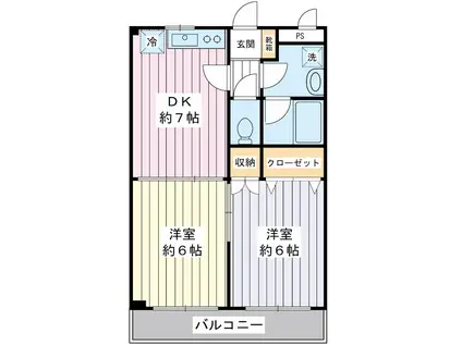 プラザ・ステビア(2DK/3階)の間取り写真