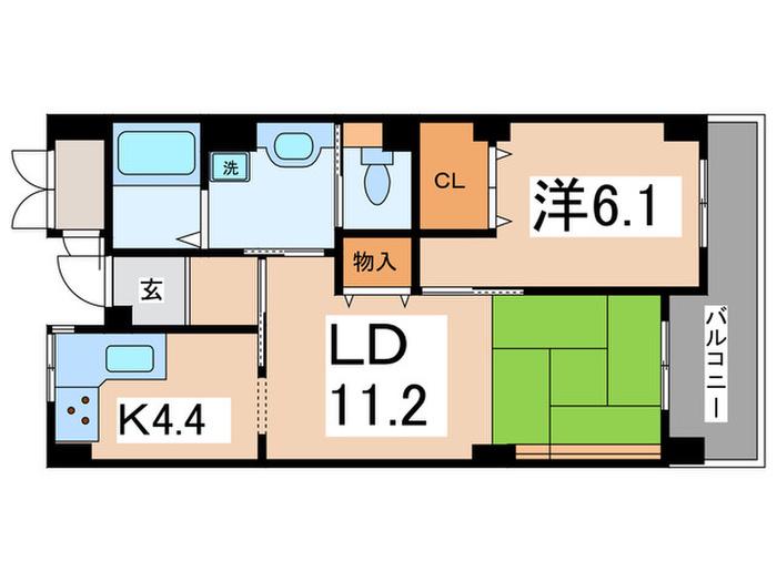 ベルデ石きり(1LDK/5階)の間取り写真