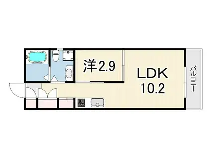 イリスアール(1LDK/1階)の間取り写真