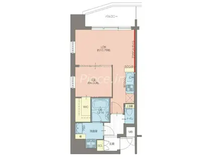 プレジオ松屋町(1LDK/2階)の間取り写真