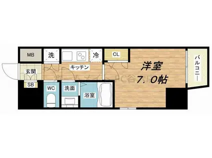 ファーストステージ江戸堀パークサイド(1K/12階)の間取り写真