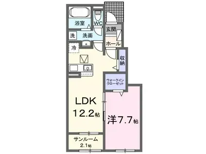 アンピーノIII(1LDK/1階)の間取り写真