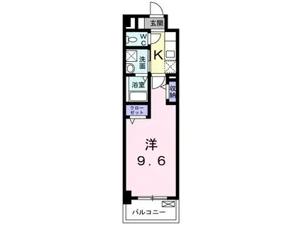 7TH FLAG 己斐本町(1K/2階)の間取り写真