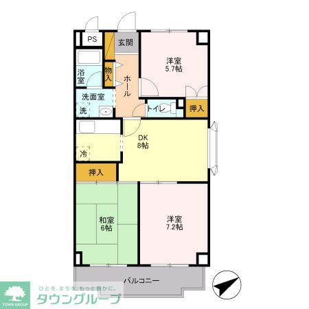 メゾンアルテミス(3DK/2階)の間取り写真