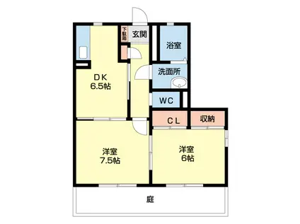 カーサレチェンテB(2DK/1階)の間取り写真