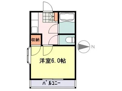 メゾンフジII(1K/2階)の間取り写真