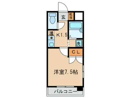 ビューテラスII(1K/8階)の間取り写真