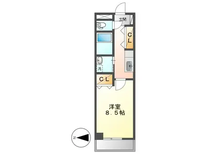 T-SAISON倉敷(1K/4階)の間取り写真