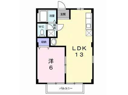 ファミールマウンテンB(1LDK/1階)の間取り写真