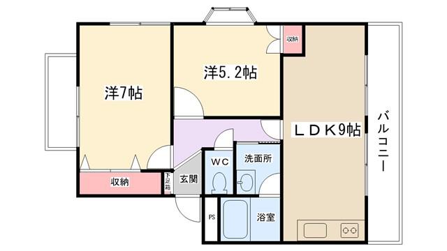プラウドエンブレム(2DK/3階)の間取り写真