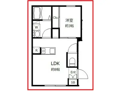 キューブ浅草(1LDK/1階)の間取り写真