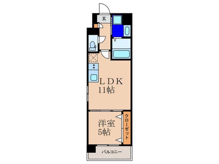 ブライト西大路(1LDK/5階)の間取り写真