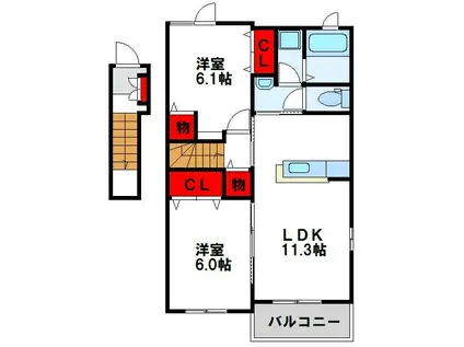 サン ヴィレッジ(2LDK/2階)の間取り写真