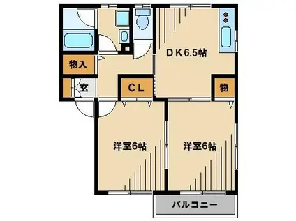 西武池袋線 所沢駅 徒歩13分 2階建 築24年(2DK/1階)の間取り写真