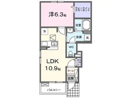 グランデュール N ファインII(1LDK/1階)の間取り写真