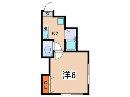 ロータス西生田(1K/2階)の間取り写真