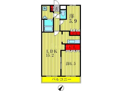 SUN FOREST(2LDK/1階)の間取り写真